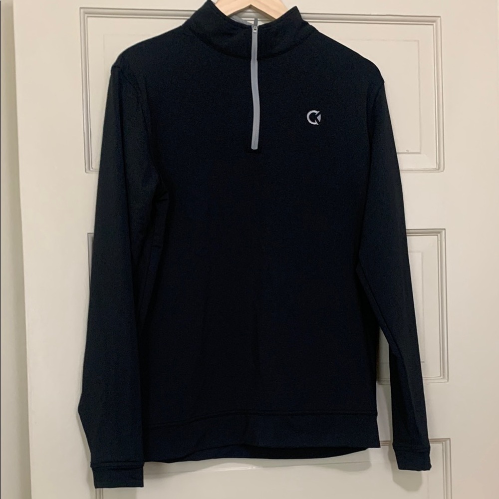 Peter Millar Black Zip Up Sweater with Castle and Key Distillery Logo